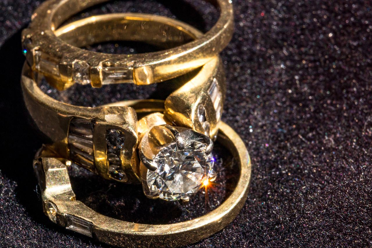 Close-up product shot of a diamond ring